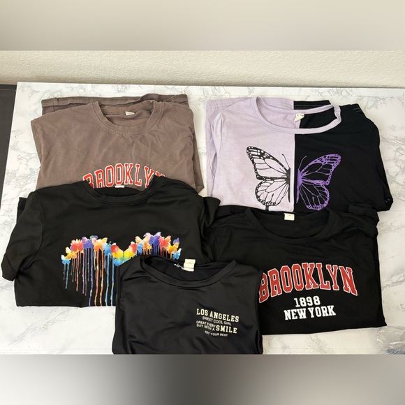 SHEIN Other - Shein Girls 11-12Y T Shirt Lot Of 5 Heart Tank Butterfly Pullover Tees​